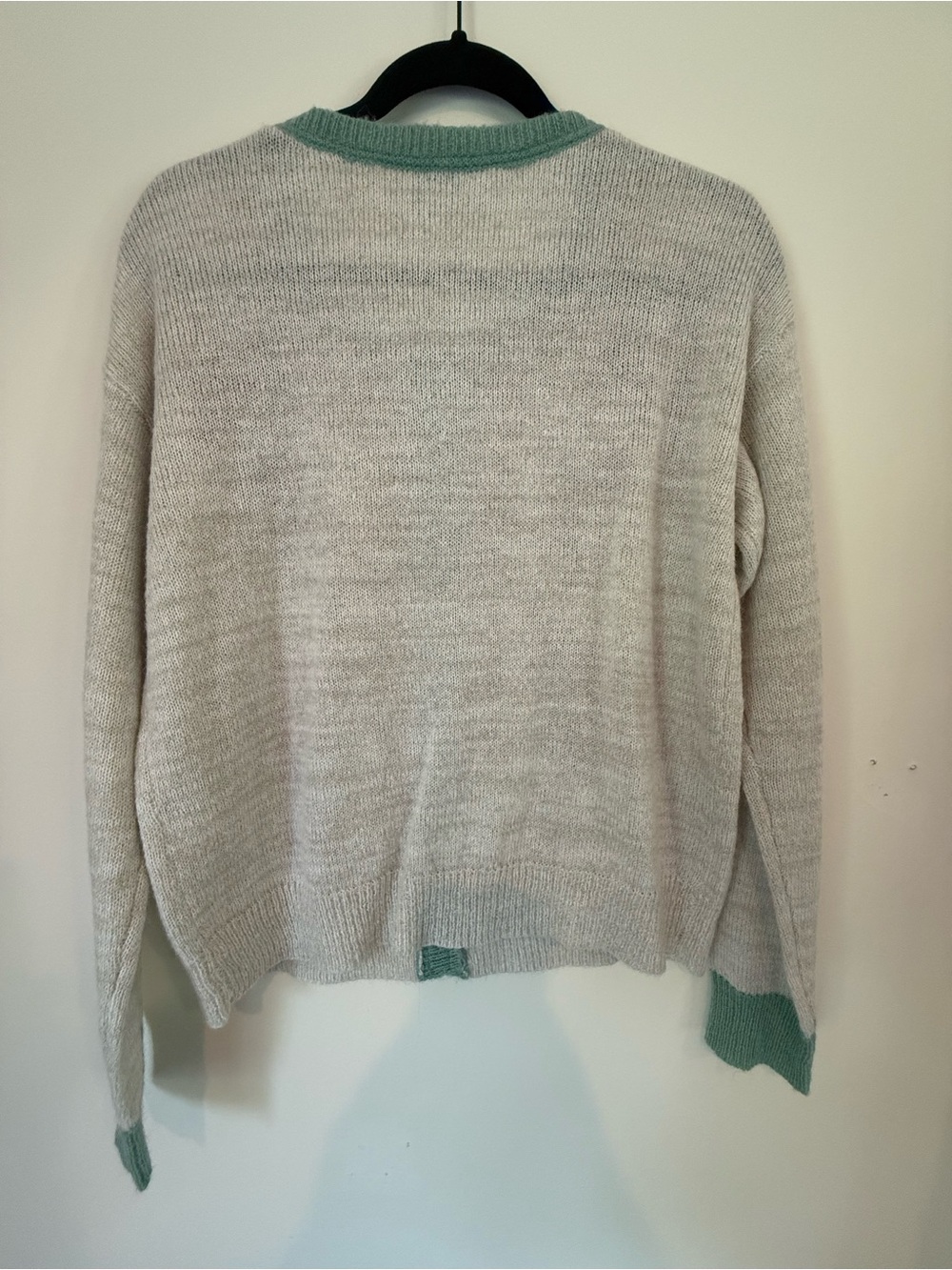 Sundance Cardigan with Pink Floral Embroidery and Mint Trim - Picture 4 of 4